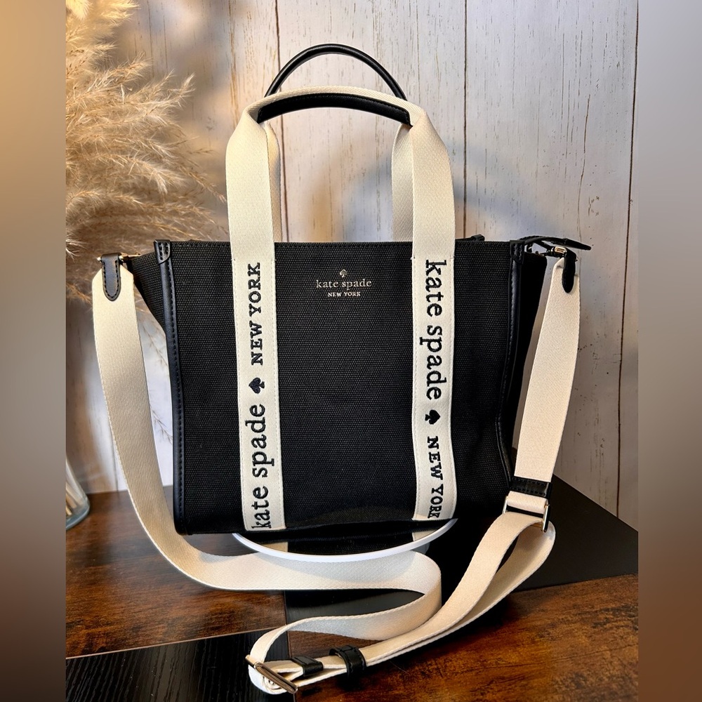 Kate Spade New York Black and Cream Logo Tote NWOT